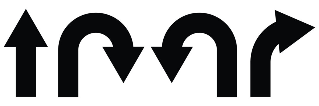 U turn arrow symbol icon set. Direction Icon Set . u turn arrow vector illustration eps 10.
