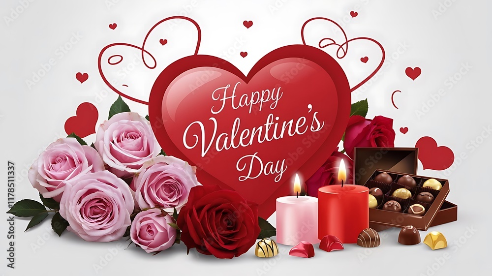 Fototapete valentines day background with heart pattern and typography of happy valentines day text . vector il