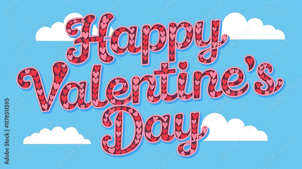 Fototapete valentines day background with heart pattern and typography of happy valentines day text . vector il