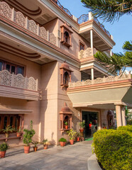 Traditional architecture and a charming pathway, Pushkar, 
Rajasthan, India, 28 Jan 2024