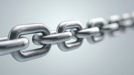 Obraz premium Intricate closeup of a metallic chain link, symbol of strength, connection and resilience