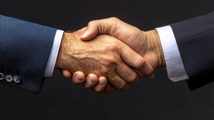Obraz premium Two men shaking hands, a symbol of partnership, agreement and success in business professional settings