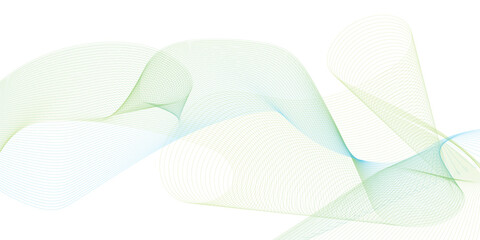 Wavy flow of green lines Abstract vector blue transparent wave background