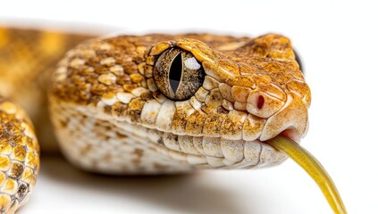 Fototapeta premium Close-Up of a Beautiful Desert Snake with Intricate Scales and Unique Colored Patterns on a White Background