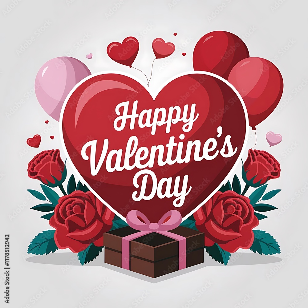 Fototapete valentines day background with heart pattern and typography of happy valentines day text . vector il