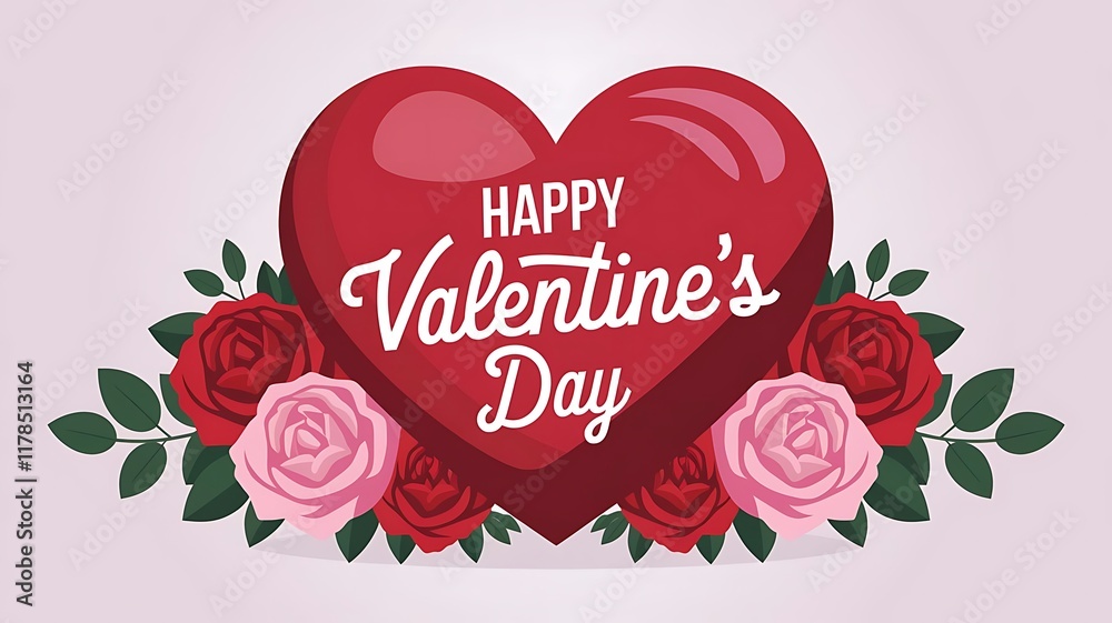 Fototapete valentines day background with heart pattern and typography of happy valentines day text . vector il