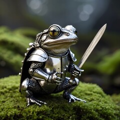 Medieval Knight Frog in Gleaming Armor Ready for Battle