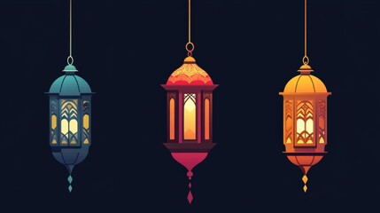 Obraz premium Modern Flat Islamic Lantern Vector