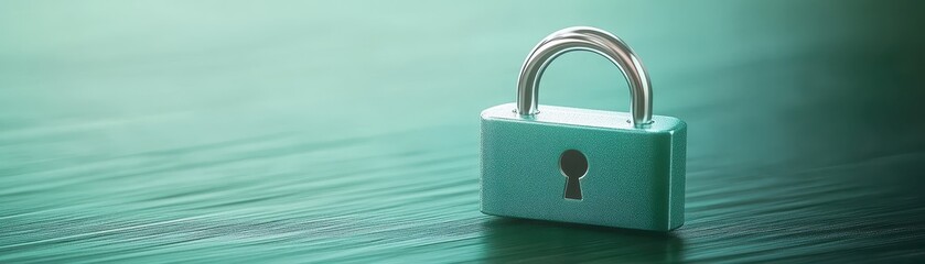 Padlock on rustic wooden table, symbolizing security, privacy and data protection