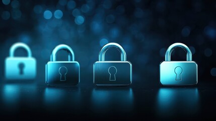 Enhanced security, three padlocks on a dark background symbolizing protection and privacy