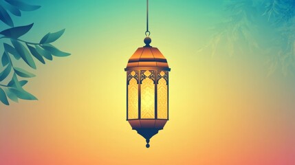 Modern Flat Islamic Lantern Vector