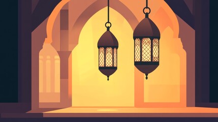 Obraz premium Modern Flat Islamic Lantern Vector
