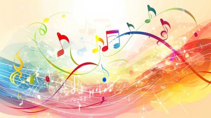 Fototapeta premium Background music with colorful concept, abstract music with notation.