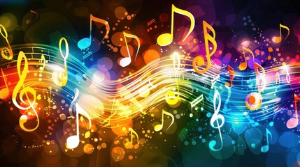 Obraz premium Background music with colorful concept, abstract music with notation.