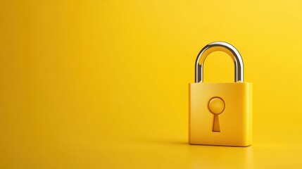 Vibrant yellow background with a secure padlock, visual representation of data protection and cybersecurity