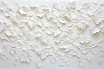 Intricate white leaf design on textured background showcasing elegant craftsmanship and artistry