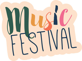 Music festival colorful lettering vector illustration
