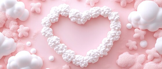 Fototapeta premium Valentine's day love heart soft pink clouds gigapixel art