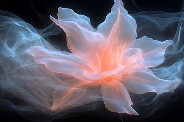 Ethereal Flower In Smoky Haze Abstract Art