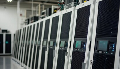 Fototapeta premium Rows of Server Racks in a Modern Data Center