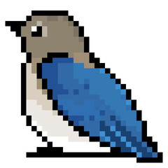 ドット絵, アニマルイラスト, オオルリのオスの若