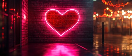 Neon heart love glowing valentine’s day marry frame © SEOPHOTO
