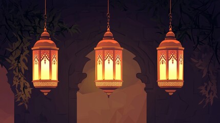 Fototapeta premium Modern Flat Islamic Lantern Vector