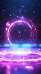 Obraz premium Vibrant glowing circle with swirling lights and particles