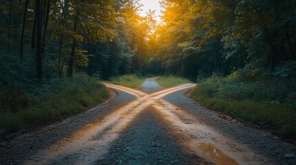 Obraz premium Fork in the Road: Navigating Choices, Opportunities, and Business Decisions
