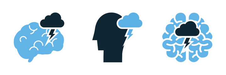 Bad Mood and Negative Psychology icon, Visual concept for mental health, negative thinking, and personal development, mental health awareness, therapy, and self-care