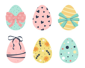 Vector set of easter eggs with different print