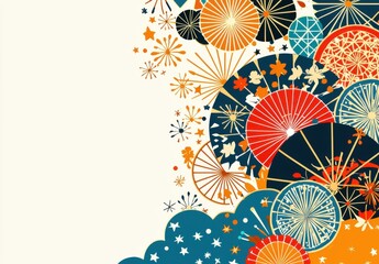 Vibrant Japanese-Inspired Celebration Art