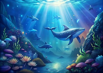 Seamless background with fishes brochures, flyers, magazines, any brandings, banners, headers, presentations, and wallpaper backgrounds