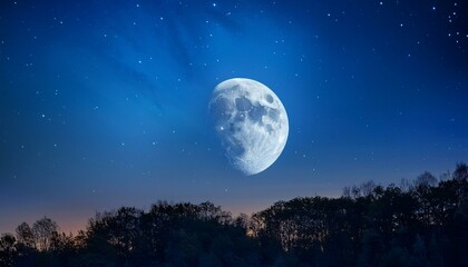 夜空に輝く月。AIで生成