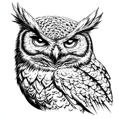 Majestic Owl: A Detailed Ink Drawing of a Wise Bird