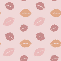 Seamless pattern with pink lips