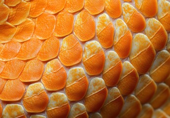 Close-up View of Vibrant Textured Orange Scales on Reptilian Skin Illustrating Natural Patterns in Wildlife Photography