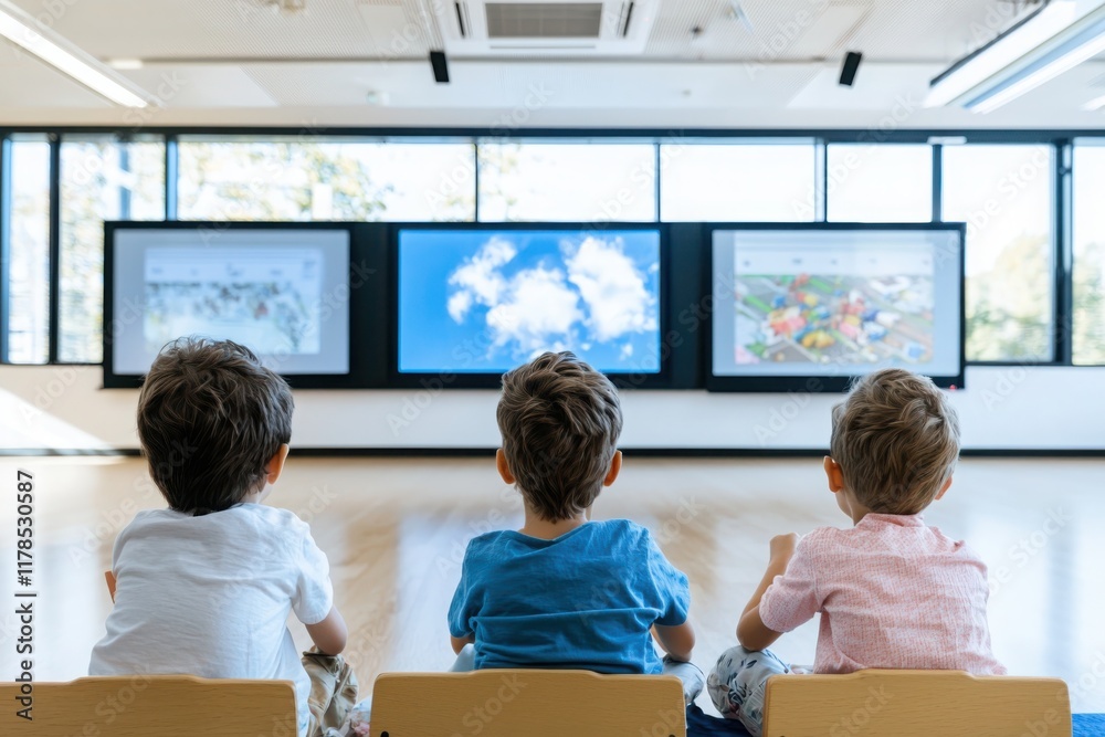 Wall mural interactive learning experience for children educational technology program classroom environment mo