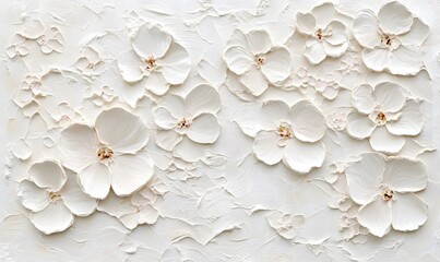 White floral textured art painting.
