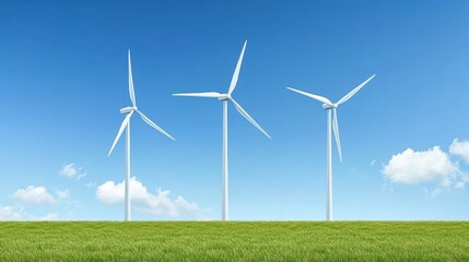 Fototapeta premium Sustainable energy, wind turbines generating clean power in a picturesque open field
