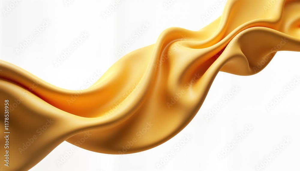 Aufkleber Dynamic gold fabric curves, flows elegantly. Generative AI design shows luxurious silk satin material in motion. Abstract, stylish 3D render of flowing golden textile. Luxury, fashion concepts