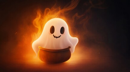 Cute Halloween Ghost Illustration Vector