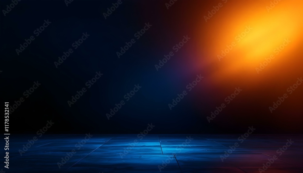 Poster Abstract black gradient background modern luxury studio dark background. Abstract luxury gradient background featuring smooth dark orange with a black vignette, ideal for a studio banner design