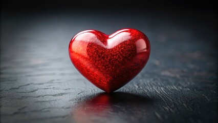 Fototapeta premium Red Heart Black Background Tilt Shift Miniature Photography, Romantic Love Symbol, Macro Closeup, Shallow Depth of Field
