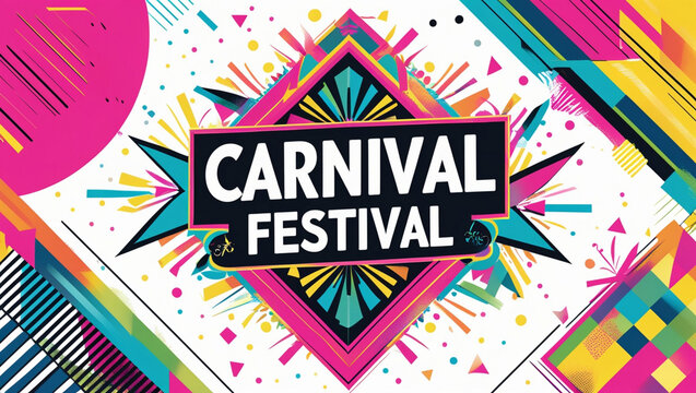 Vibrant carnival festival banner with abstract patterns