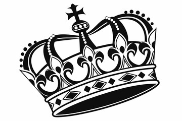 King Crown Silhouette Icon Vector Black Design on White Background