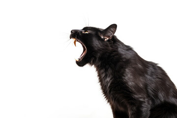 Fototapeta premium Screaming cat mammal animal black.