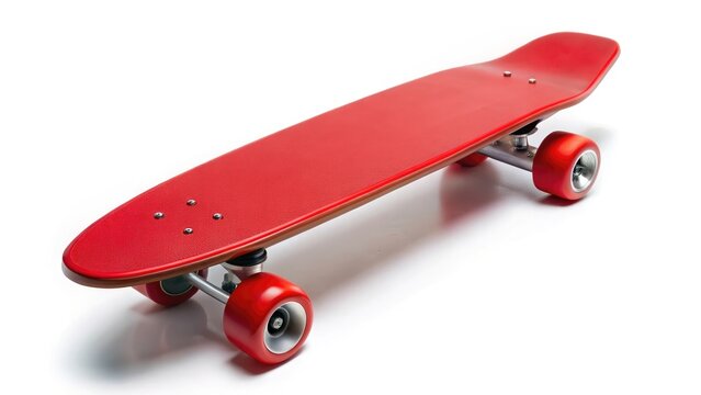 Red vintage skateboard with a propeller on a white background