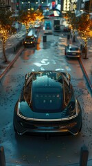 Merge elegance and efficiency in a mesmerizing 3D illustration of an electric vehicle