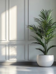 Palm Plant in Modern White Pot, Wall Panels